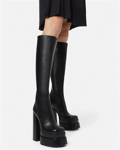 versace denim thigh high boots|Versace aftershave boots.